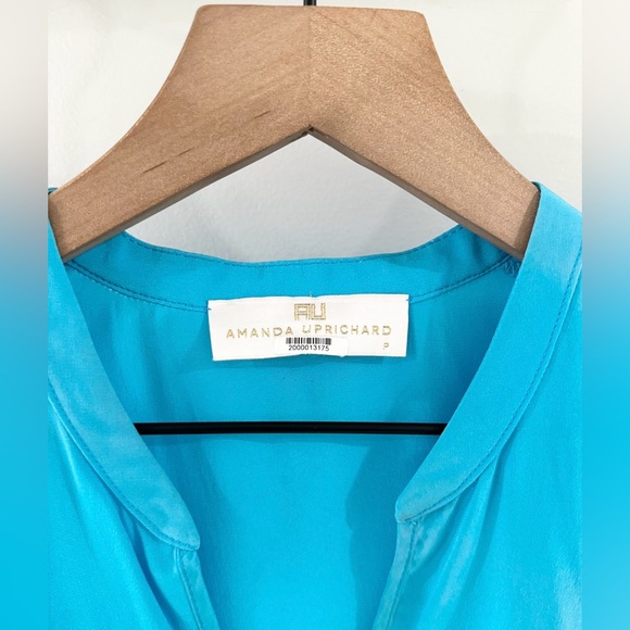 Amanda Uprichard Silk Blouse Blue Size P (Small Petite) - Picture 4 of 6
